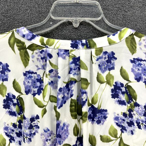 Tahari Top Womens Plus 2X White Purple Floral Boho Semi sheer Shirt Blouse Tunic - Picture 13 of 16